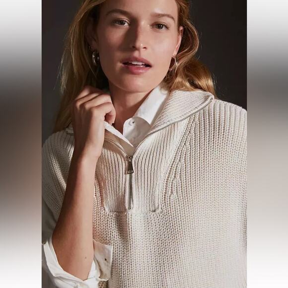 Maeve By Anthropologie Cream Knit Half Zip Vest One Size NWOT - Picture 10 of 10